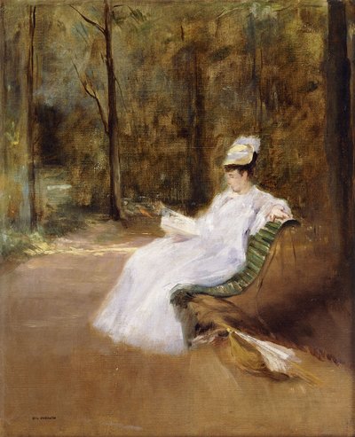 Zittend op een Bank, c.1848 door Eva Gonzalès