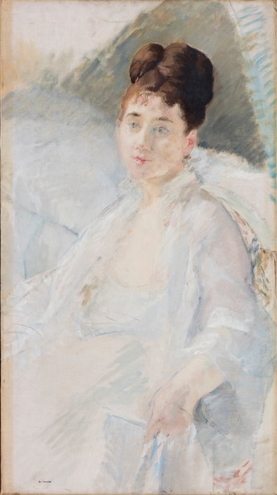 De Herstellende. Portret van een Vrouw in het Wit, 1877-1878 door Eva Gonzalès