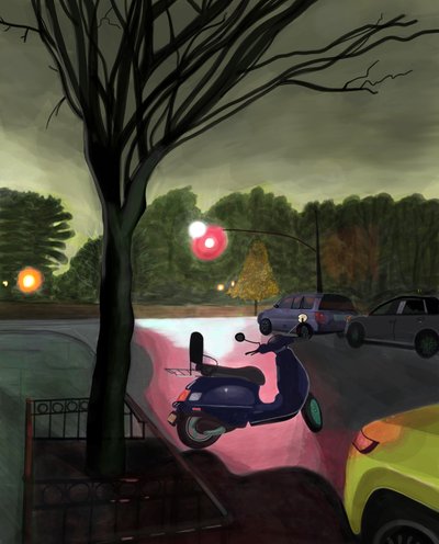 2:45 A.M7th Street en Prospect Park West (digitale kunst) door Evan Sklar