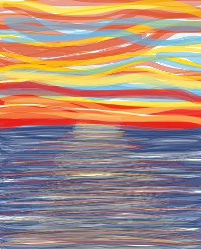 Atlantische Oceaan, 2018 (met de hand getekend op een iPad met een Apple potlood) door Evan Sklar