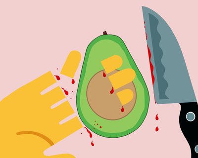 Avocadohand (digitale kunst) door Evan Sklar