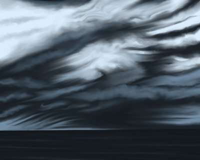 Blauwe lucht en oceaan , ca 2020-24 (digitale kunst) door Evan Sklar