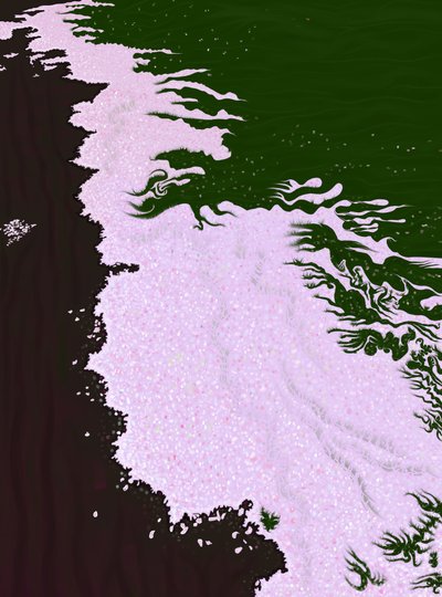 Kersenbloesemblaadjes op de grond (digitale kunst) door Evan Sklar