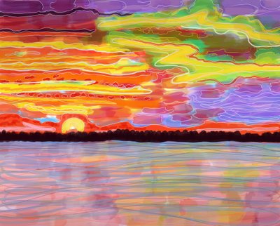 Hudson River, Brooklyn (digitale kunst) door Evan Sklar