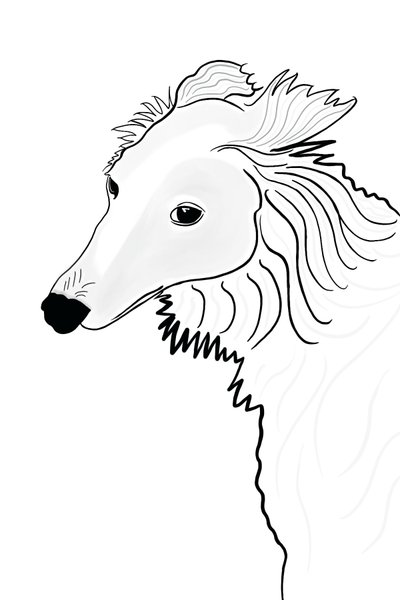 Lijntekening van Silken Windhound (digitale kunst) door Evan Sklar