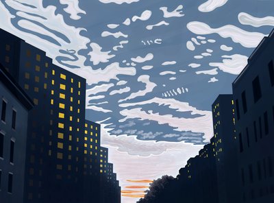 Naar het oosten kijken op 20th Street (digitale kunst) door Evan Sklar
