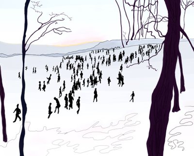Prospect Park, winter (digitale kunst) door Evan Sklar