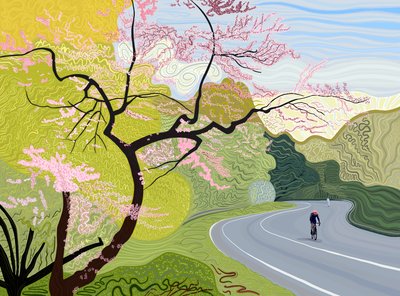 Voorjaarsfietser in Prospect Park (digitale kunst) door Evan Sklar
