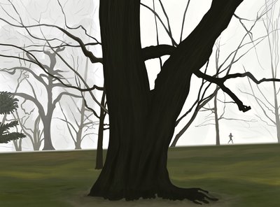 Boom en jogger. Vroege ochtend. Prospect park (digitale kunst) door Evan Sklar