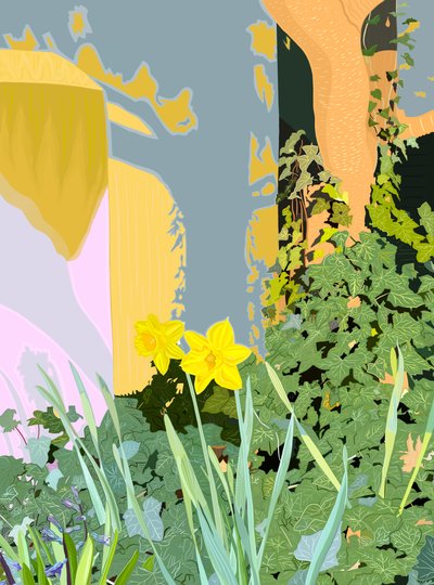 Twee narcissen.jpg, c.2020-24 (digitale kunst) door Evan Sklar