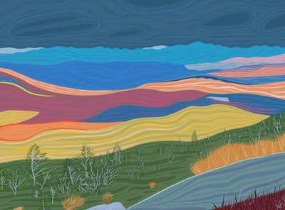Uitzicht op de Catskill bergen in de herfst (digitale kunst) door Evan Sklar