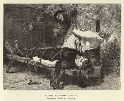 La Mort de Chramme. De dood van Chram, zoon van Chlothar I, koning van de Franken, 561 door Evariste Vital Luminais