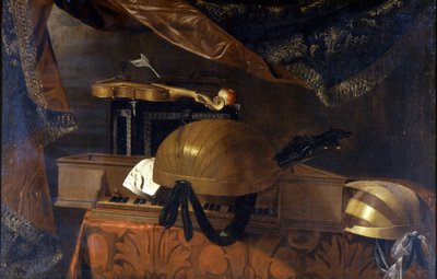 Muziekinstrumenten. Schilderij door Evaristo Baschenis (1617 - 1677). door Evaristo Baschenis
