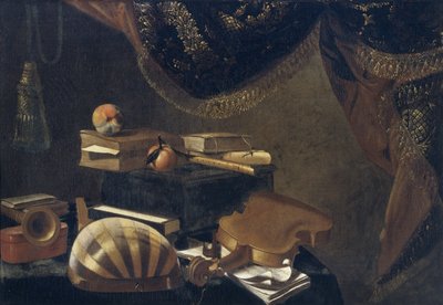 Stilleven met muziekinstrumenten door Evaristo Baschenis