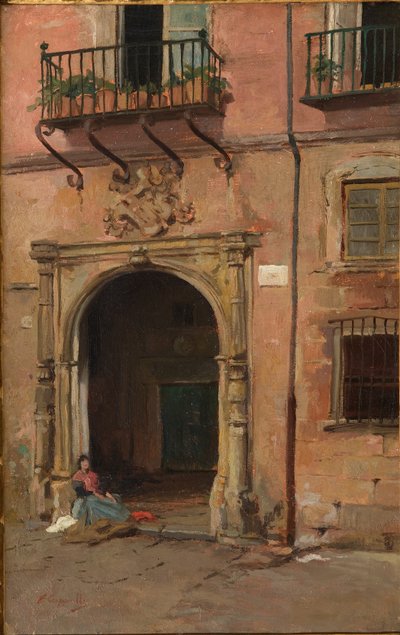 Meisje voor de voordeur door Evaristo Cappelli