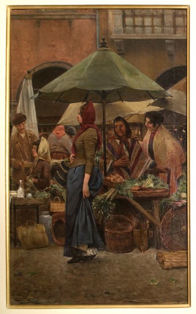Piazza delle erbe 1892 door Evaristo Cappelli