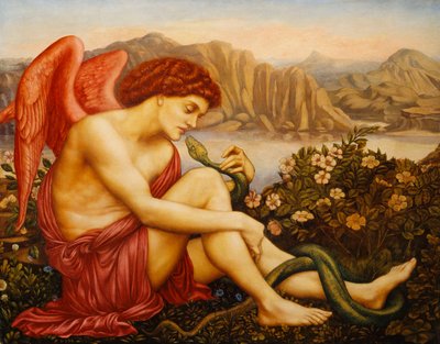 Engel met Slang door Evelyn De Morgan
