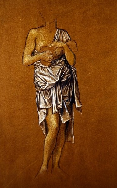 Linker vrouwelijke smekeling op een steiger door Evelyn De Morgan