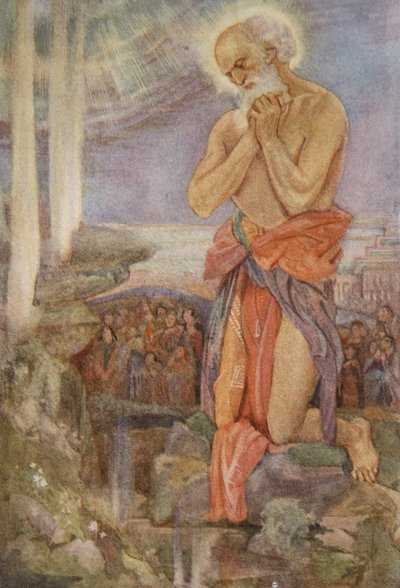 Elia overwint de Priesters van Baäl, illustratie uit 
