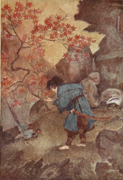 Momotaro en de fazant, illustratie uit 