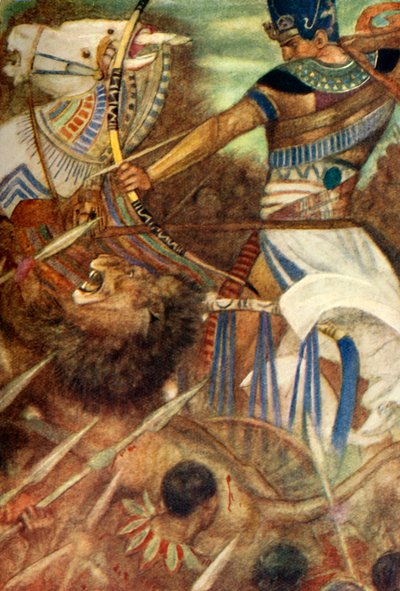 Ramses II vergezeld door een leeuw, 1915 door Evelyn Paul