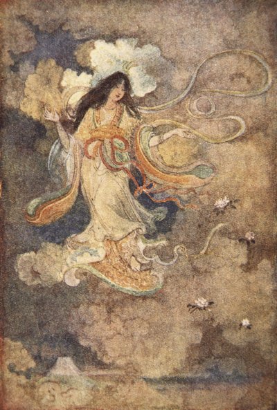 Sengen, de godin van de berg Fuji, illustratie uit 