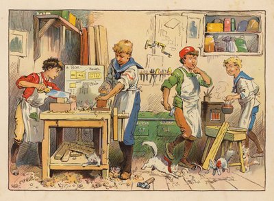 Kleine Werkers: De Timmerman door Evelyn Stuart Hardy