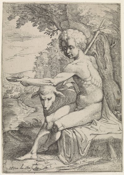Johannes de Doper in de woestijn door Everard Crynsz. van der Maes