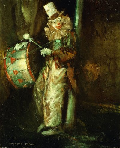 Clown met trommel door Everett Shinn