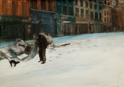 La ville fatiguée (Tôt le matin, Parijs) door Everett Shinn