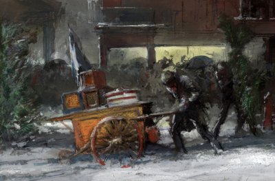 NYC, 14th Street in de kersttijd door Everett Shinn