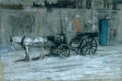 Parijs, Paard en Koets, ca. 1900-05 door Everett Shinn