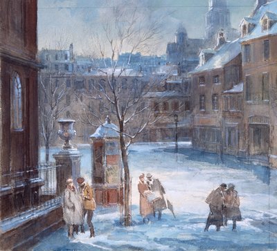 Straatscène in Parijs door Everett Shinn
