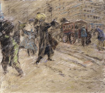 Sneeuwstorm, Madison Square, New York door Everett Shinn
