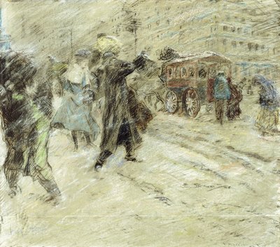 Sneeuwstorm, Madison Square, New York door Everett Shinn