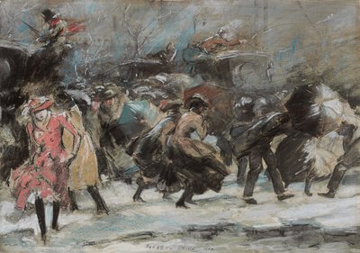 Sneeuwstorm Broadway door Everett Shinn