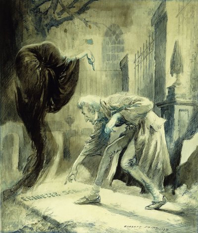 De geest van de toekomstige kerst: Ebeneezer Scrooge door Everett Shinn