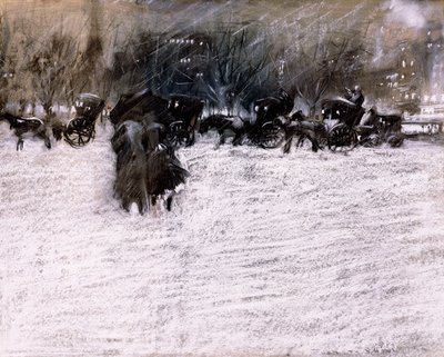 Het park in de winter door Everett Shinn