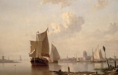 Boten in de haven door Everhardus Koster