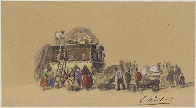 Het opladen van een reiswagen door Everhardus Koster