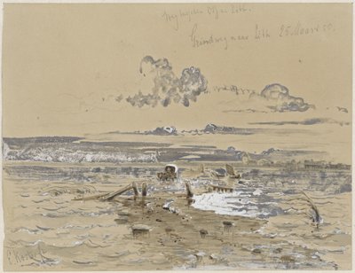 Landschap met de grindweg tussen Oss en Lithoijen door Everhardus Koster