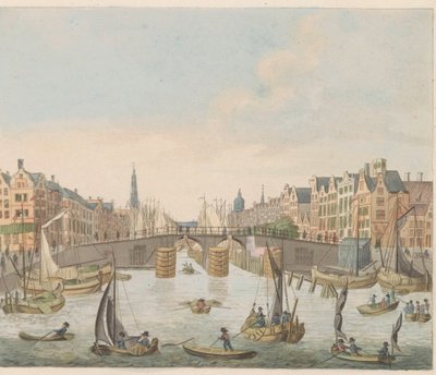 Gezicht op de Nieuwe-Brug, ca. 1810-1813 door Evert Maaskamp