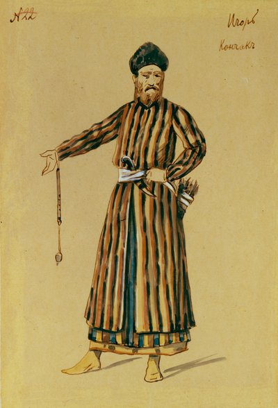 Kostuumontwerp voor de opera Prins Igor door A. Borodin, 1890 door Evgeni Petrovich Ponomarev