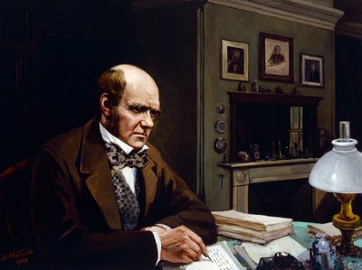 Darwin in zijn studeerkamer door Evstafieff Evstafieff