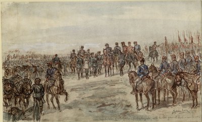 Capitulatie van een Bulgaarse infanteriebrigade met twaalf kanonnen bij Ferdinandovo door Ewald Schönberg