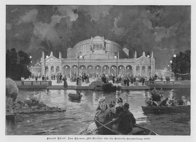 Het Alt-Berlin Theater, gebouwd voor de Grote Industriële Expositie van Berlijn, Duitsland door Ewald Thiel