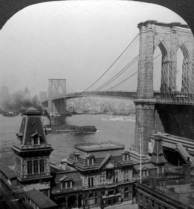 Brooklyn Bridge, New York, VS door Excelsior Stereoscopic Tours