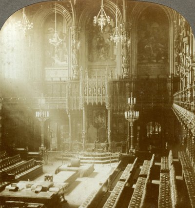 Interieur van het Hogerhuis, Westminster, Londen door Excelsior Stereoscopic Tours