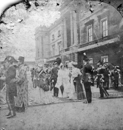 Review van Indiase en koloniale troepen door HM de Koning, Buckingham Palace, Londen door Excelsior Stereoscopic Tours