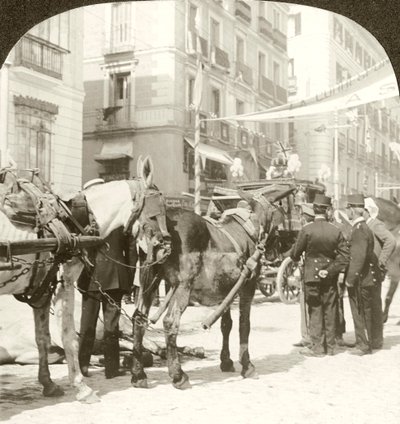 Staatskoets, Calle Mayor, Madrid door Excelsior Stereoscopic Tours